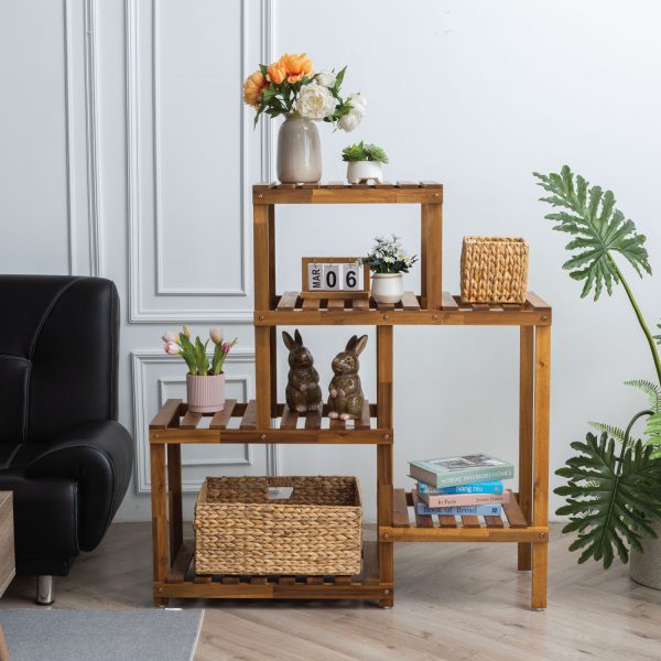 Gedo Flower Shelf 8 Pots – Elegant Wooden Plant Stand for Indoor & Outdoor Spaces