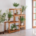 Gedo Flower Shelf 8 Pots – Elegant Wooden Plant Stand for Indoor & Outdoor Spaces
