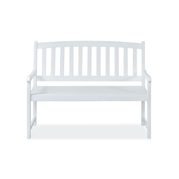 Shine Company Belfort Bench White – Classic Wooden Outdoor Bench for Timeless Elegance