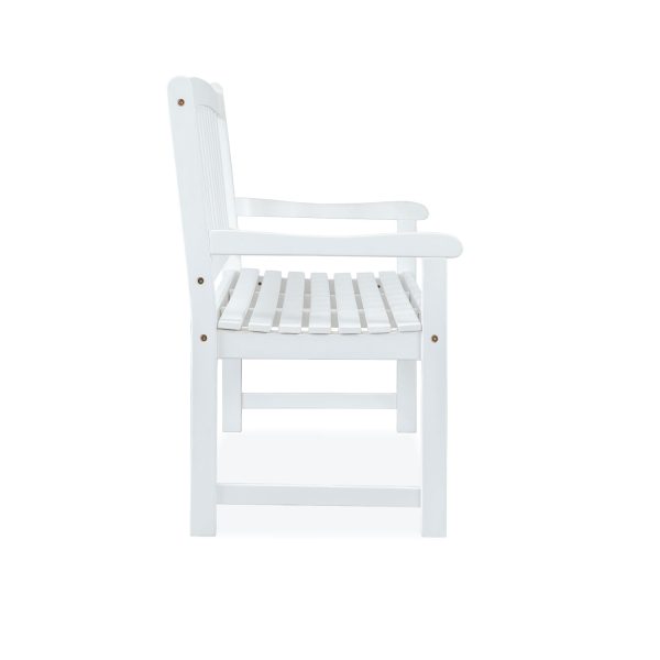 Shine Company Belfort Bench White – Classic Wooden Outdoor Bench for Timeless Elegance