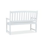 Shine Company Belfort Bench White – Classic Wooden Outdoor Bench for Timeless Elegance