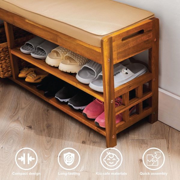 Clourmouth Wooden Shoes Bench – Stylish Entryway Storage Bench for Modern Homes
