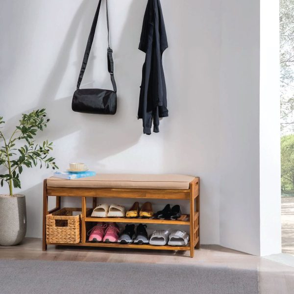 Clourmouth Wooden Shoes Bench – Stylish Entryway Storage Bench for Modern Homes