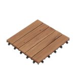 Decktile 5-Slat Grooved – Acacia Wood Interlocking Deck Tiles for Patio, Balcony & Garden Flooring