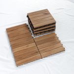 Decktile 5-Slat Grooved – Acacia Wood Interlocking Deck Tiles for Patio, Balcony & Garden Flooring