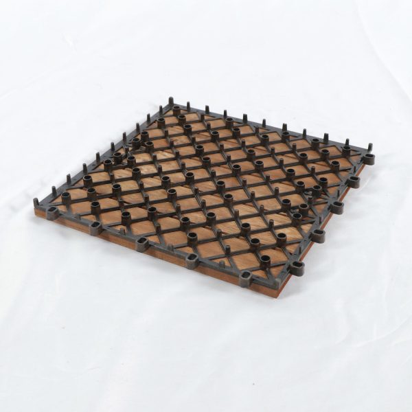 Decktile 5-Slat Grooved – Acacia Wood Interlocking Deck Tiles for Patio, Balcony & Garden Flooring