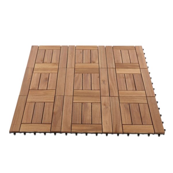 Decktile 7-Slat Grooved – Premium Acacia Wood Interlocking Deck Tiles for Outdoor Spaces