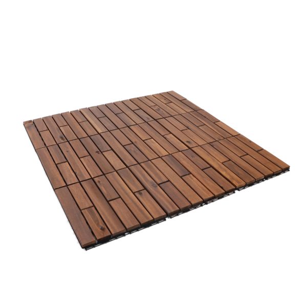 Decktile 9-Slat – Solid Acacia Wood Interlocking Deck Tiles for Outdoor Flooring