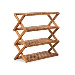 Qreka 4-Tier Wooden Folding Shoe Rack – Space-Saving & Durable Storage Solution
