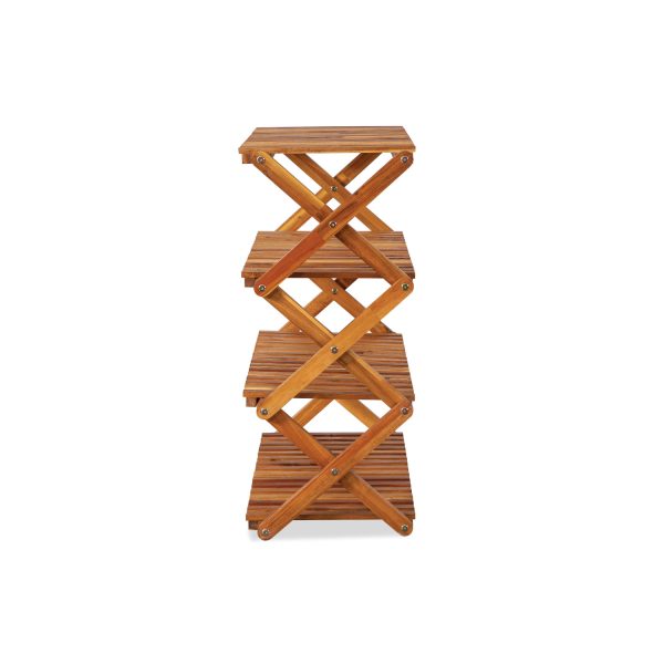 Qreka 4-Tier Wooden Folding Shoe Rack – Space-Saving & Durable Storage Solution