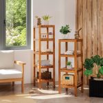 Wifby Wooden 4-Tier Bath Stand – Elegant Storage for a Neat and Organized Bathroom
