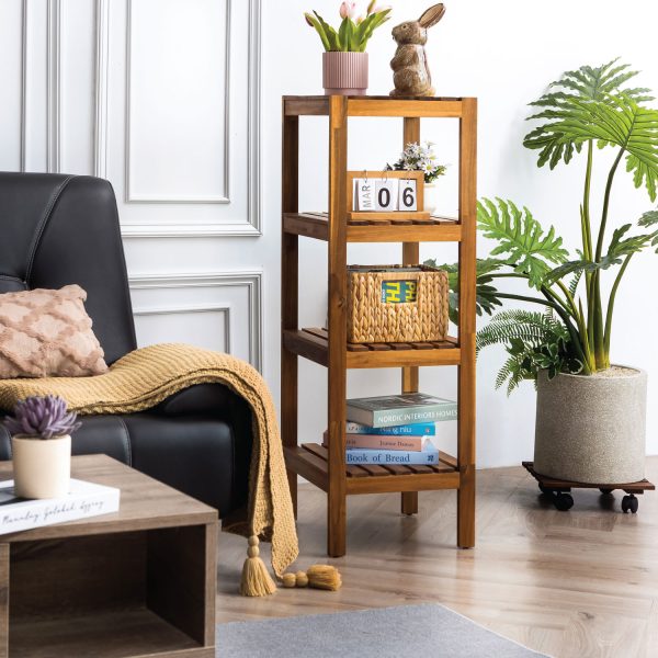 Wifby Wooden 4-Tier Bath Stand – Elegant Storage for a Neat and Organized Bathroom