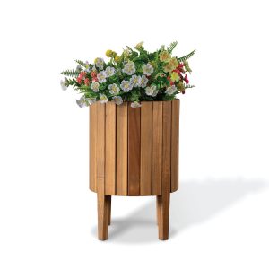 Wooden Round Planter With Legs