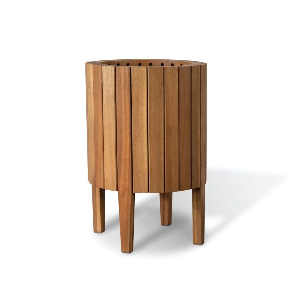 Wooden Round Planter With Legs | Modern Raised Wooden Planter for Indoor & Outdoor Use