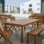 Outdoor furniture manufacturer Vietnam production floor with solid wood dining furniture