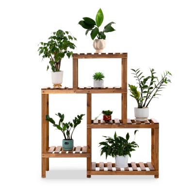 5-Tier Acacia Wood Plant Stand for Balcony & Patio
