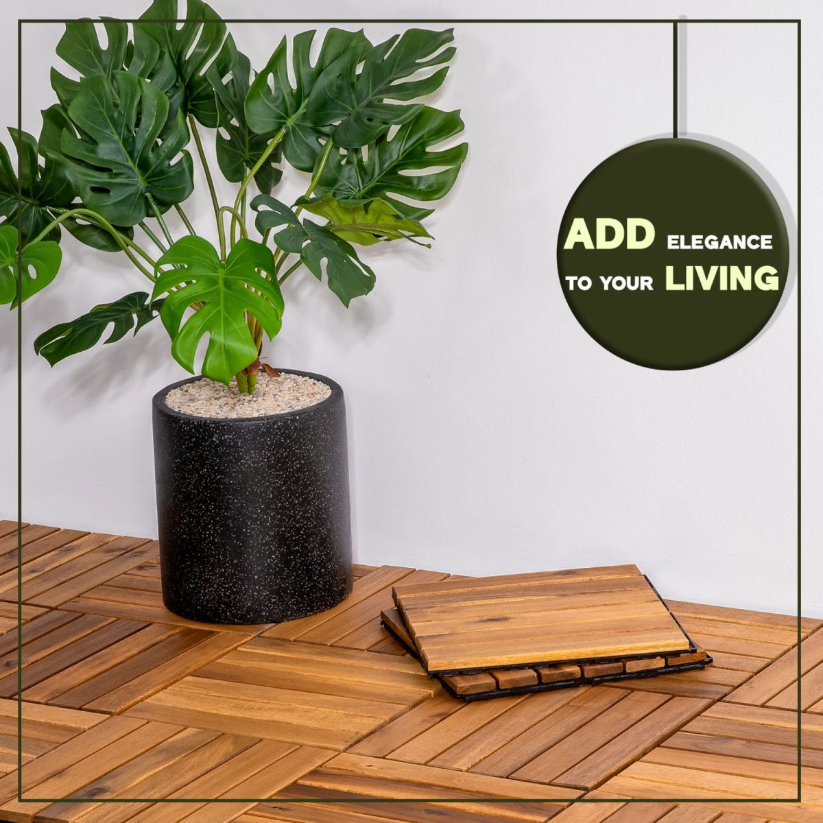 Acacia Wood Interlocking Deck Tiles Waterproof for Outdoors