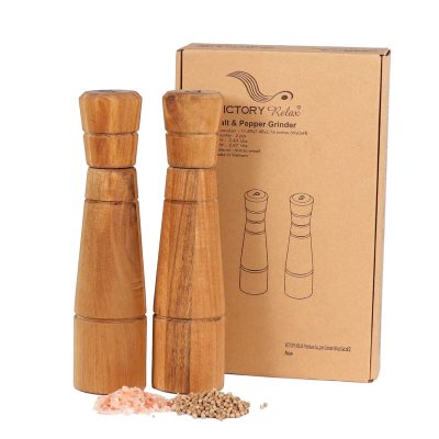 Wooden Salt and Pepper Grinder Set with Adjustable Coarseness