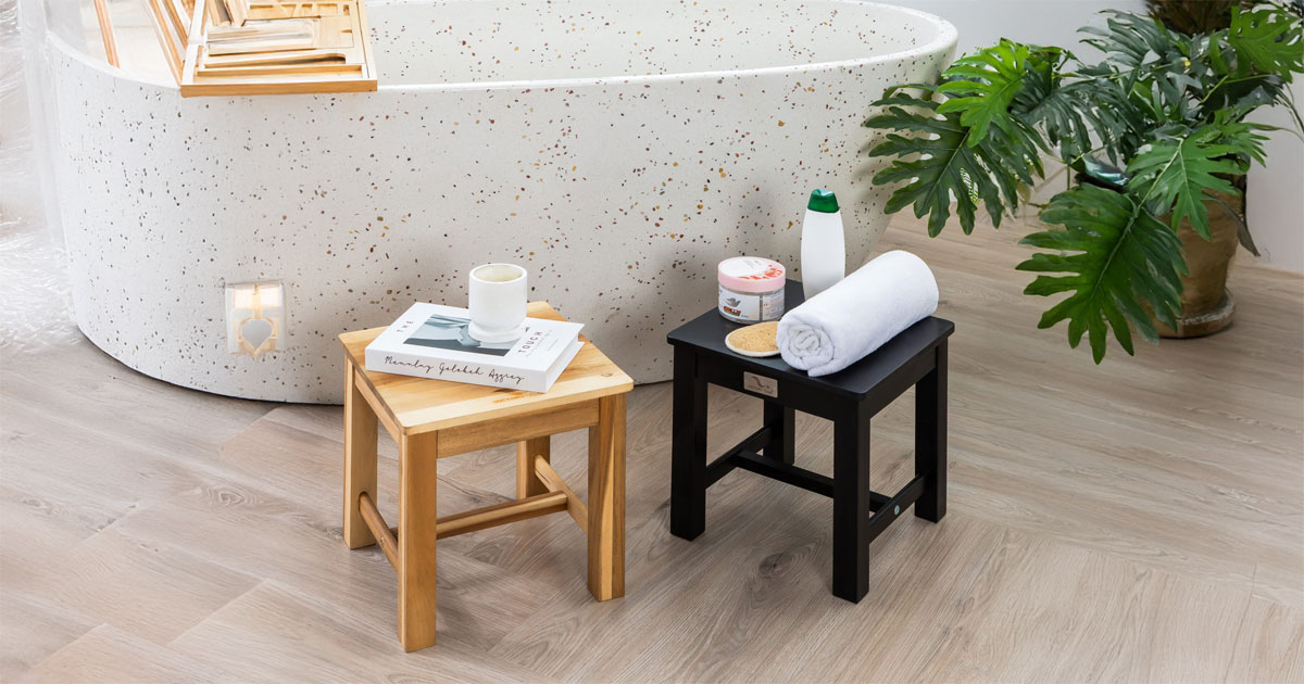 12-Inch Acacia Wood Step Stool for Indoor Use