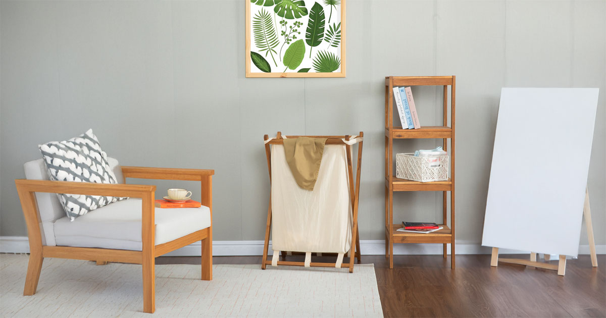 Acacia Wood Folding Laundry Hamper Basket with Handle 3 Acacia Wood Folding Laundry Hamper Basket with Handle