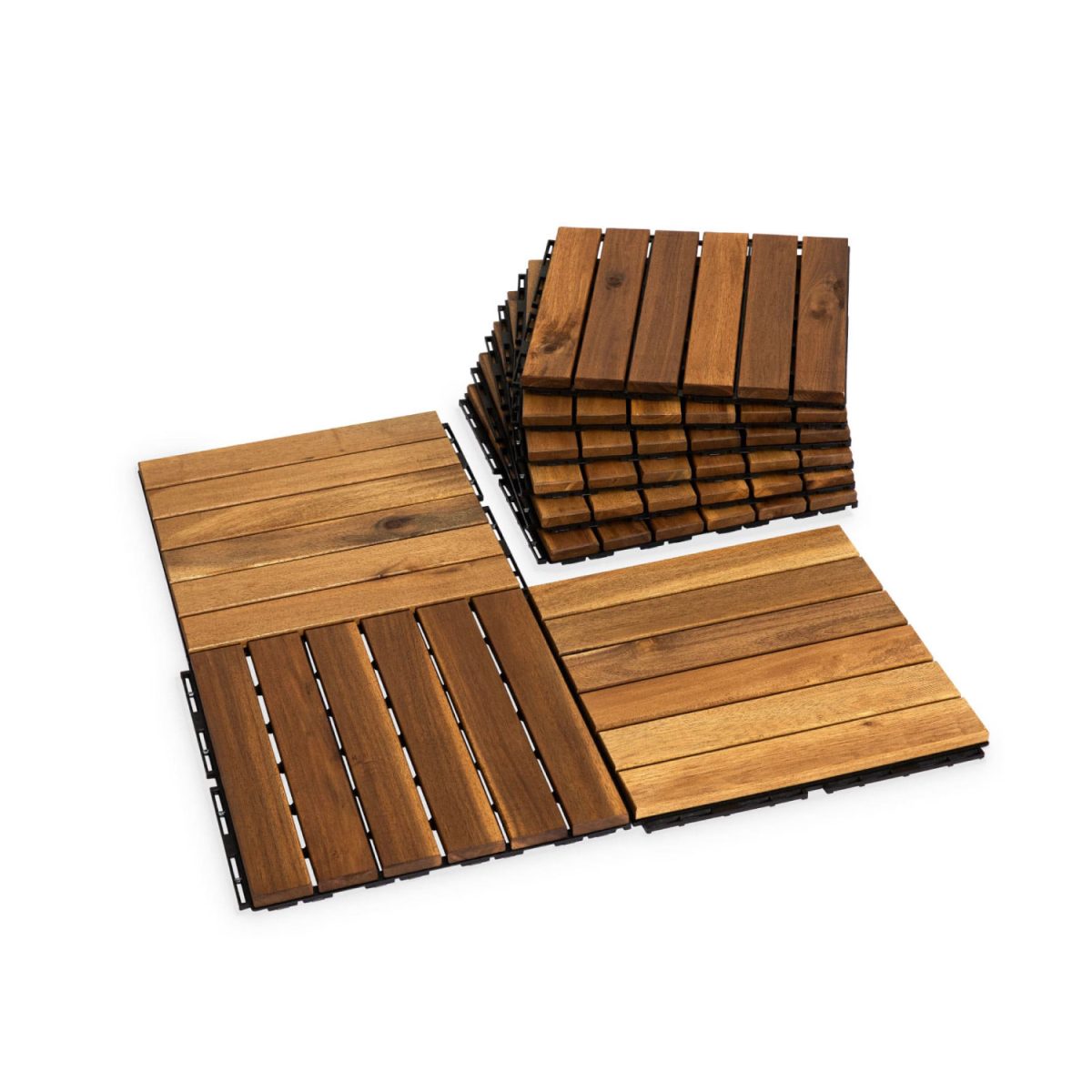 Acacia Wood Interlocking Deck Tiles Waterproof for Outdoors