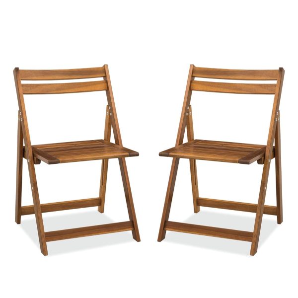 Acacia Wooden Folding Chairs Set for Patio & Garden