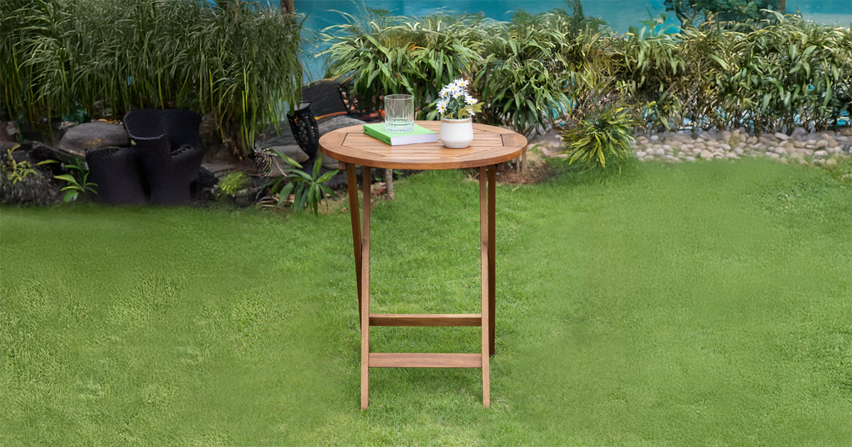 Foldable Acacia Wood Round Table Waterproof for Outdoors 2 Foldable Acacia Wood Round Table Waterproof for Outdoors