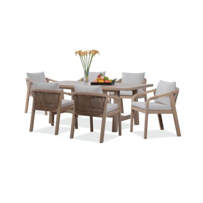 Marinee Acacia Wood Outdoor Dining Chair Set with Cushion