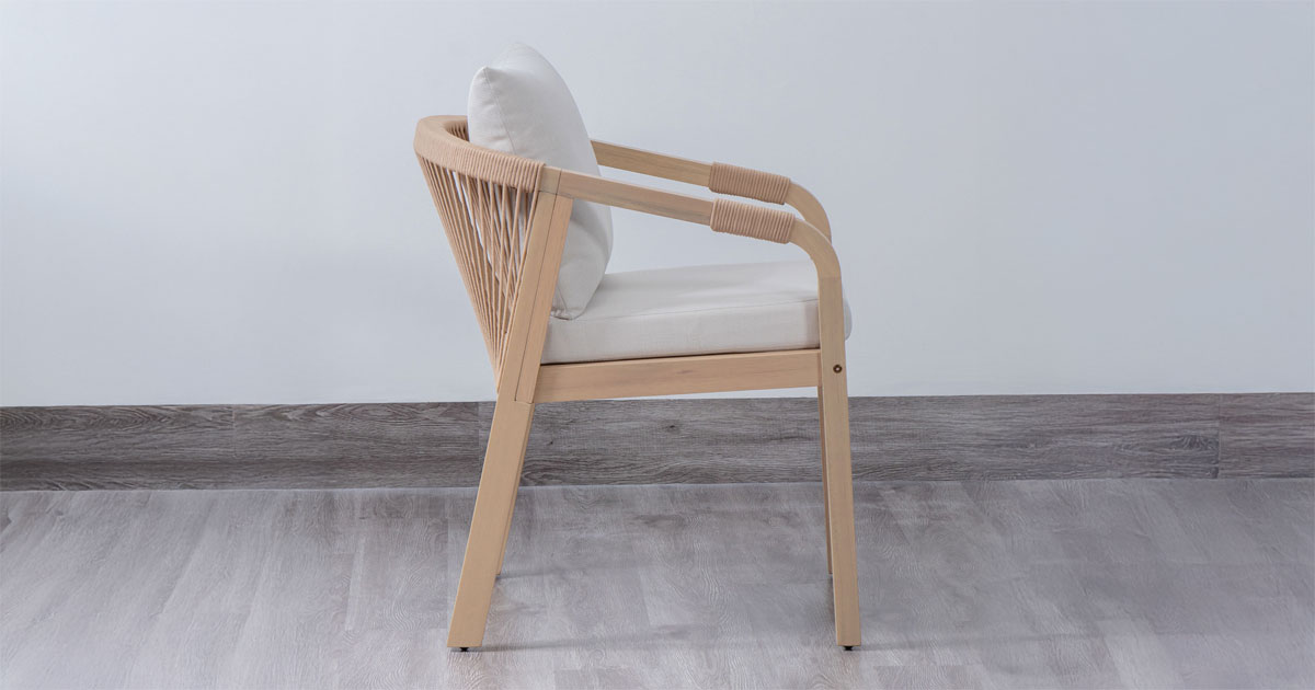 Marinee Acacia Wood Outdoor Dining Chair Set with Cushion