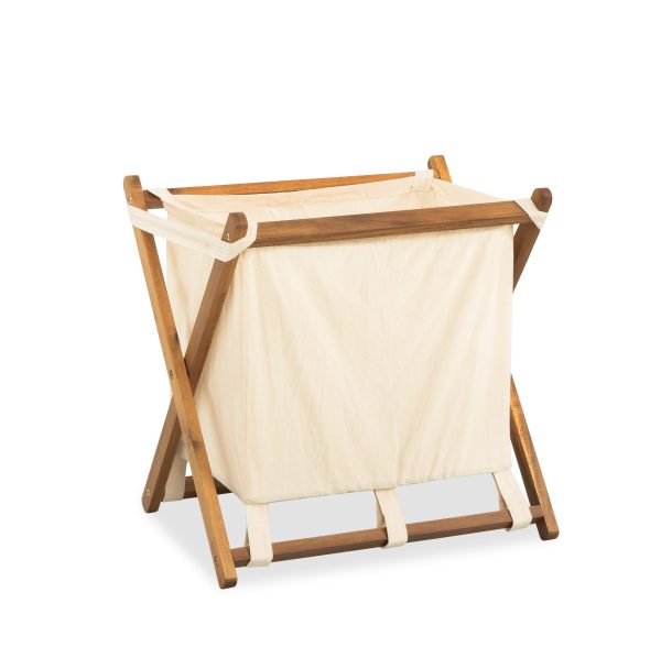 Acacia Wood Folding Laundry Hamper Basket with Handle