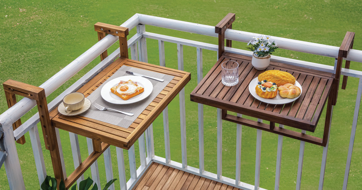 Balcony Hanging Table – Space-Saving Wooden Table for Small Outdoor Spaces