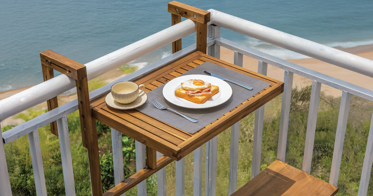 Balcony Hanging Table – Space-Saving Wooden Table for Small Outdoor Spaces