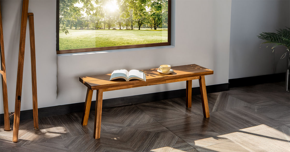 Decmode Solind Wood Bench – Solid Wood Bench with Natural Elegance and Durability