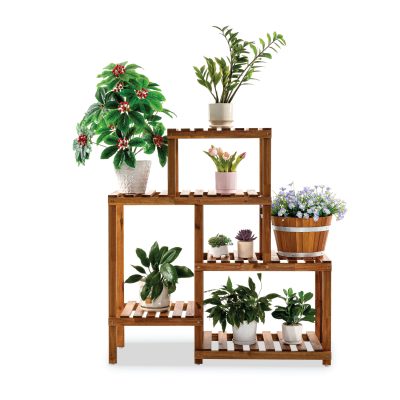 Gedo Flower Shelf 8 Pots – Elegant Wooden Plant Stand for Indoor & Outdoor Spaces