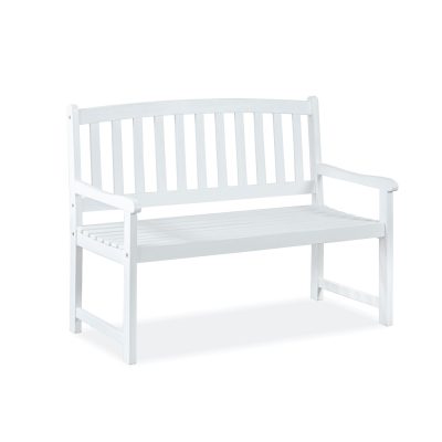 Shine Company Belfort Bench White – Classic Wooden Outdoor Bench for Timeless Elegance