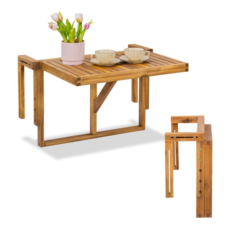 Balcony Hanging Table – Space-Saving Wooden Table for Small Outdoor Spaces