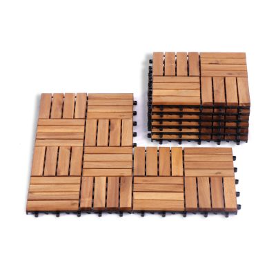 Decktile 16-Slat – Premium Solid Acacia Wood Interlocking Deck Tiles for Outdoor Flooring
