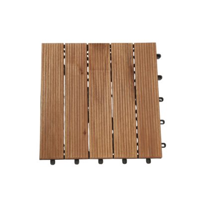 Decktile 5-Slat Grooved – Acacia Wood Interlocking Deck Tiles for Patio, Balcony & Garden Flooring
