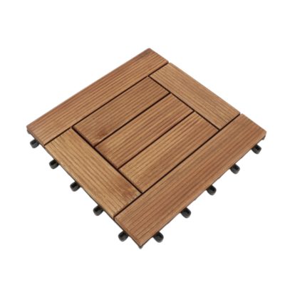 Decktile 7-Slat Grooved – Premium Acacia Wood Interlocking Deck Tiles for Outdoor Spaces