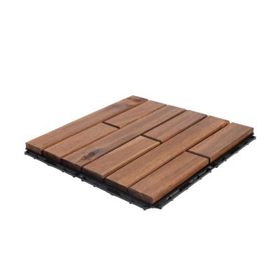 Decktile 9-Slat – Solid Acacia Wood Interlocking Deck Tiles for Outdoor Flooring