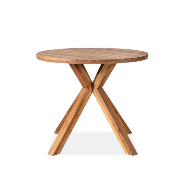 Elios Round Garden Table – Elegant Wooden Outdoor Table for Patios and Gardens