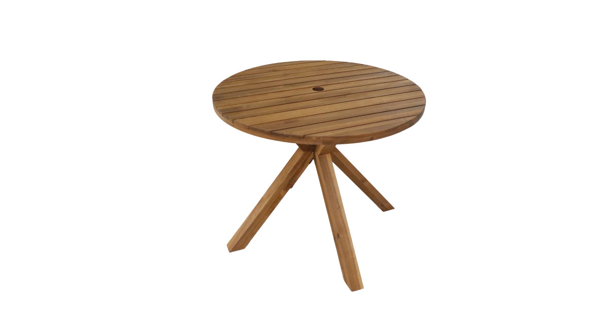 Elios Round Garden Table – Elegant Wooden Outdoor Table for Patios and Gardens