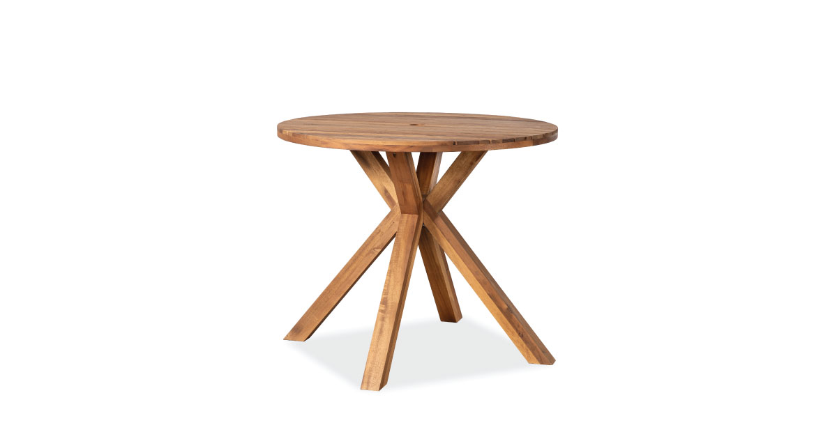 Elios Round Garden Table – Elegant Wooden Outdoor Table for Patios and Gardens