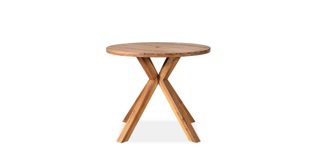 Elios Round Garden Table – Elegant Wooden Outdoor Table for Patios and Gardens