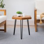 Hexagon Side Table – Modern Geometric Wooden Accent Table for Living Room & Patio