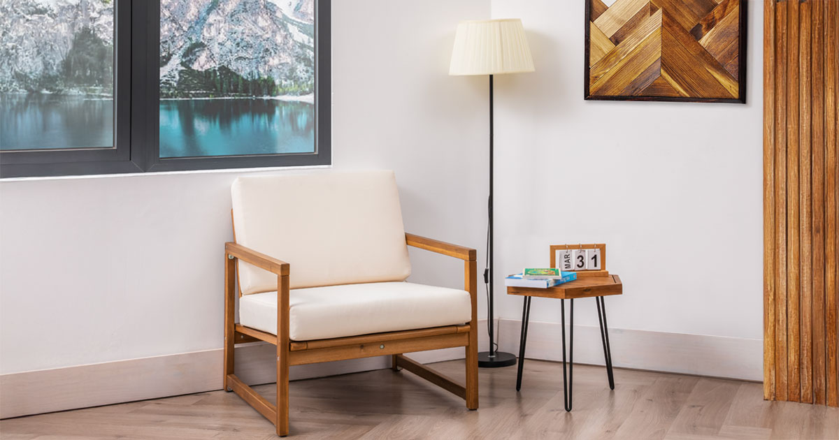 Hexagon Side Table – Modern Geometric Wooden Accent Table for Living Room & Patio