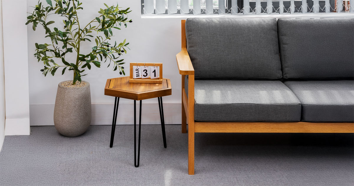 Hexagon Side Table – Modern Geometric Wooden Accent Table for Living Room & Patio