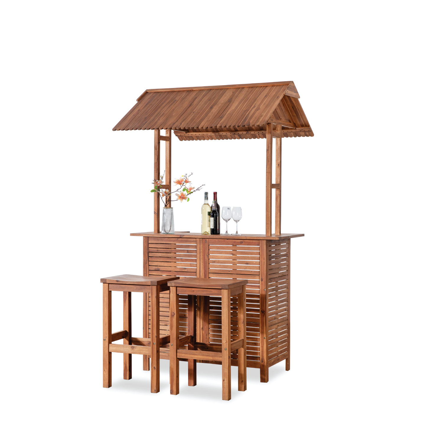 Tiki Acacia Bar Set – Stylish Outdoor Bar Set with Durable Solid Wood Design (1) Tiki Acacia Bar Set – Stylish Outdoor Bar Set with Durable Solid Wood Design
